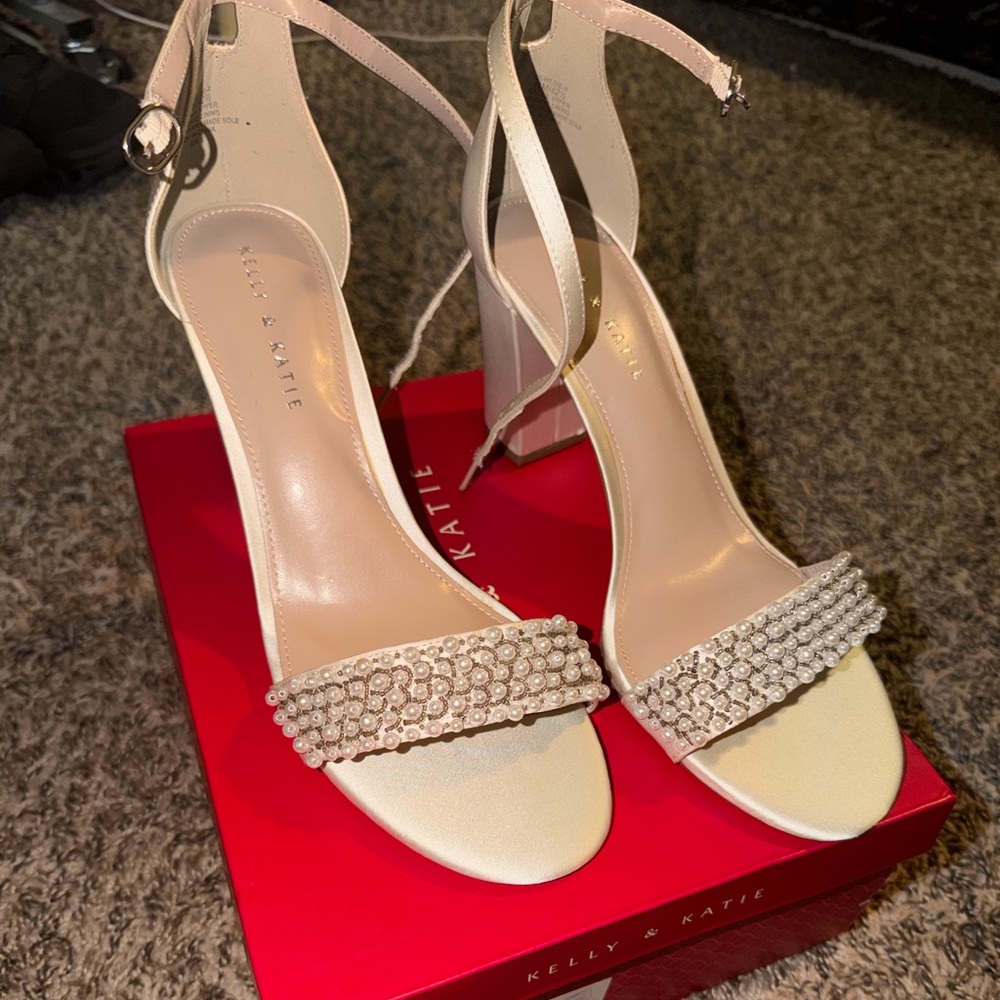 Kelly & Katie Cream Beaded Heels